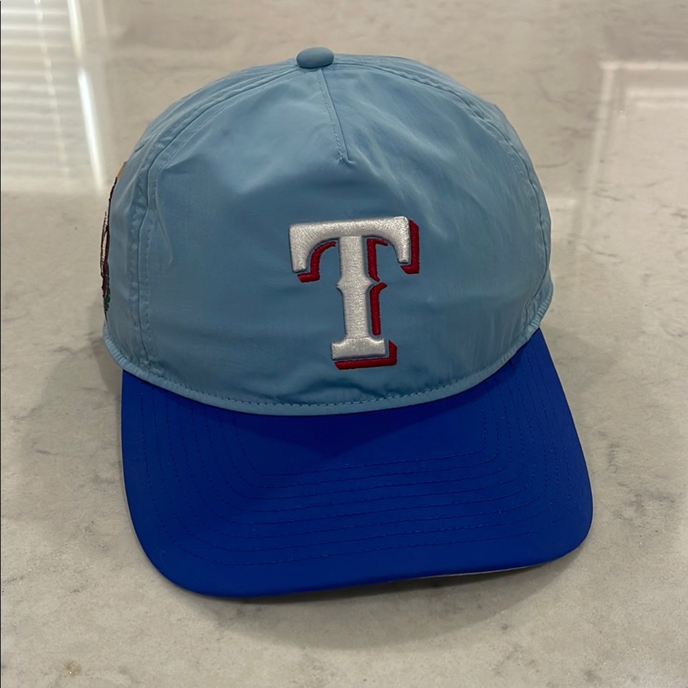 Kith x 47 collab Texas Rangers SnapBack hat two tone blue worn 4-5 times EUC